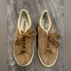 Gola Classics Women's Nordic Plimsolls Fleece Lined in Light Caramel Size 8